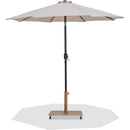 Meridian Fiji Beige Fabric / Teak Aluminum Patio Umbrella with Base Sets IMAGE 1