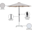 Meridian Fiji Beige Fabric / Matte White Aluminum Patio Umbrella with Base Sets IMAGE 19
