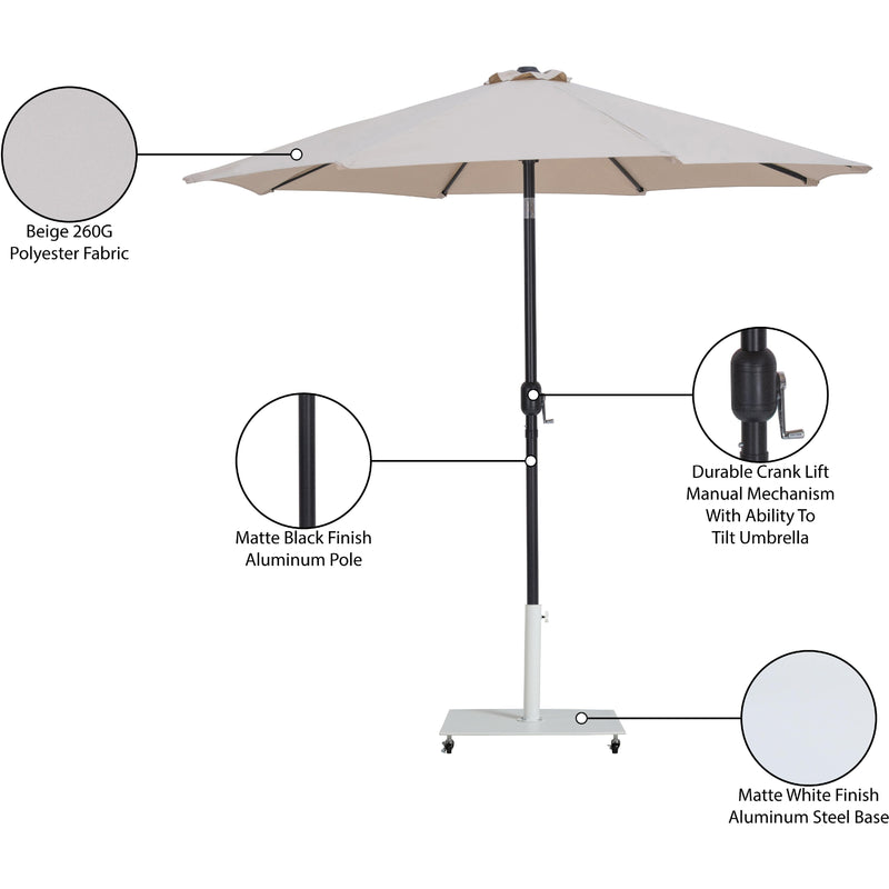 Meridian Fiji Beige Fabric / Matte White Aluminum Patio Umbrella with Base Sets IMAGE 19