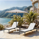 Meridian Fiji Beige Fabric / Matte White Aluminum Patio Umbrella with Base Sets IMAGE 2