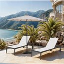 Meridian Fiji Beige Fabric / Matte Black Aluminum Patio Umbrella with Base Sets IMAGE 2