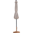 Meridian Fiji Beige Fabric / Teak Aluminum Patio Umbrella with Base Sets IMAGE 11
