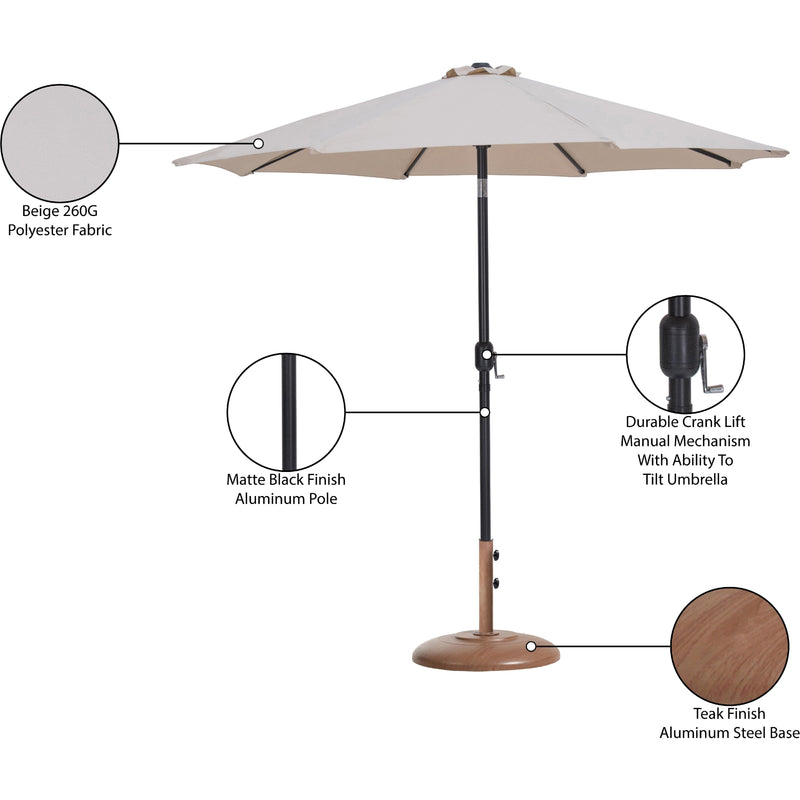 Meridian Fiji Beige Fabric / Teak Aluminum Patio Umbrella with Base Sets IMAGE 17