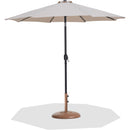 Meridian Fiji Beige Fabric / Teak Aluminum Patio Umbrella with Base Sets IMAGE 1