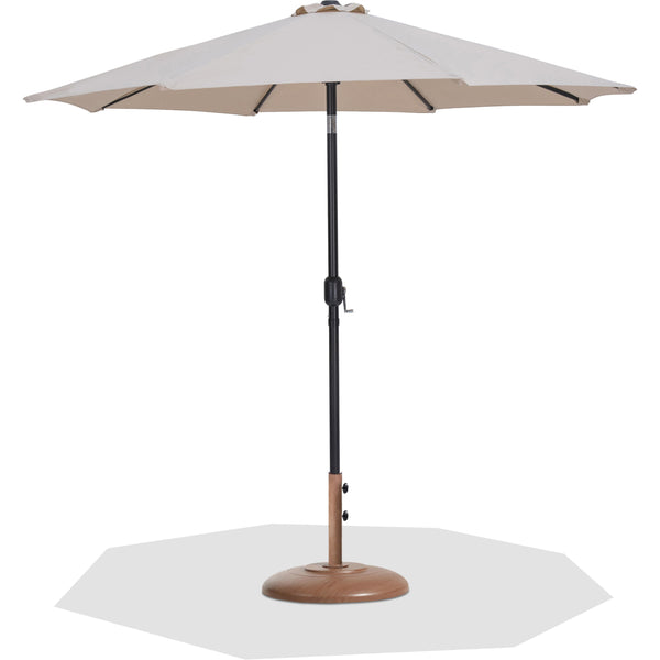 Meridian Fiji Beige Fabric / Teak Aluminum Patio Umbrella with Base Sets IMAGE 1
