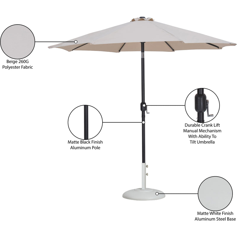 Meridian Fiji Beige Fabric / Matte White Aluminum Patio Umbrella with Base Sets IMAGE 17