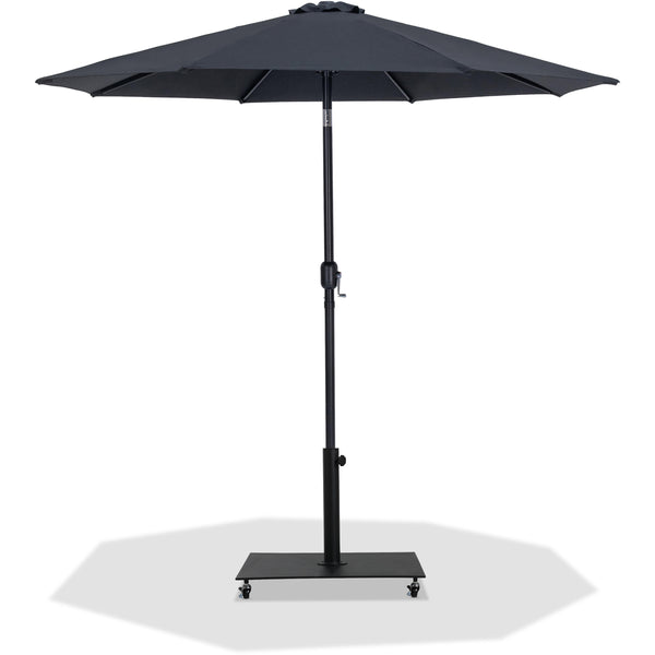 Meridian Fiji Black Fabric / Matte Black Aluminum Patio Umbrella with Base Sets IMAGE 1