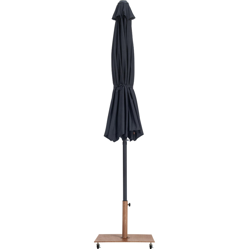 Meridian Fiji Black Fabric / Teak Aluminum Patio Umbrella with Base Sets IMAGE 13