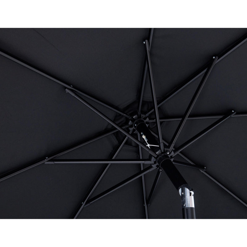 Meridian Fiji Black Fabric / Teak Aluminum Patio Umbrella with Base Sets IMAGE 16