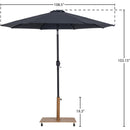 Meridian Fiji Black Fabric / Teak Aluminum Patio Umbrella with Base Sets IMAGE 18