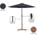 Meridian Fiji Black Fabric / Teak Aluminum Patio Umbrella with Base Sets IMAGE 19