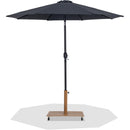 Meridian Fiji Black Fabric / Teak Aluminum Patio Umbrella with Base Sets IMAGE 1