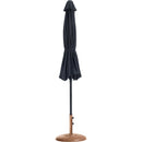 Meridian Fiji Black Fabric / Teak Aluminum Patio Umbrella with Base Sets IMAGE 11