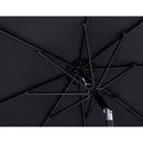 Meridian Fiji Black Fabric / Teak Aluminum Patio Umbrella with Base Sets IMAGE 14