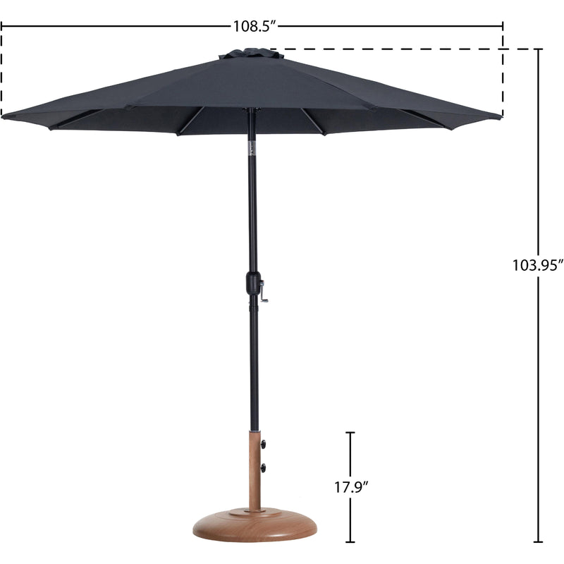 Meridian Fiji Black Fabric / Teak Aluminum Patio Umbrella with Base Sets IMAGE 16
