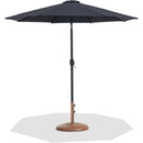 Meridian Fiji Black Fabric / Teak Aluminum Patio Umbrella with Base Sets IMAGE 1