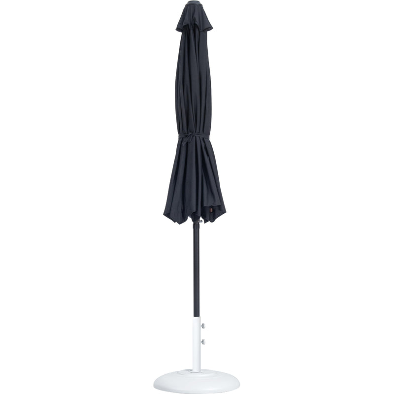 Meridian Fiji Black Fabric / Matte White Aluminum Patio Umbrella with Base Sets IMAGE 11