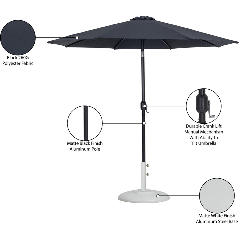 Meridian Fiji Black Fabric / Matte White Aluminum Patio Umbrella with Base Sets IMAGE 17