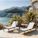 Meridian Fiji Black Fabric / Matte White Aluminum Patio Umbrella with Base Sets IMAGE 2