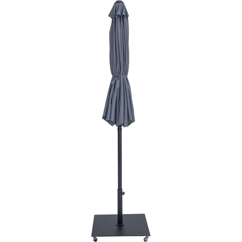 Meridian Fiji Grey Fabric / Matte Black Aluminum Patio Umbrella with Base Sets IMAGE 13