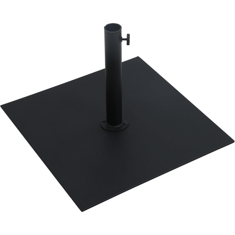 Meridian Fiji Grey Fabric / Matte Black Aluminum Patio Umbrella with Base Sets IMAGE 7