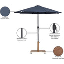 Meridian Fiji Grey Fabric / Teak Aluminum Patio Umbrella with Base Sets IMAGE 19