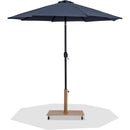 Meridian Fiji Grey Fabric / Teak Aluminum Patio Umbrella with Base Sets IMAGE 1