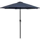 Meridian Fiji Grey Fabric / Teak Aluminum Patio Umbrella with Base Sets IMAGE 3