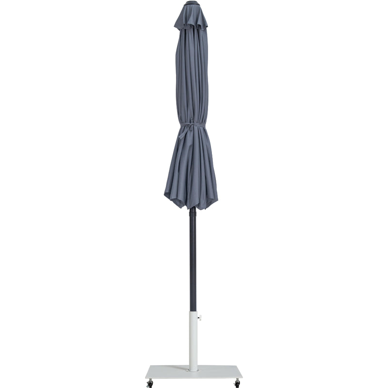 Meridian Fiji Grey Fabric / Matte White Aluminum Patio Umbrella with Base Sets IMAGE 13