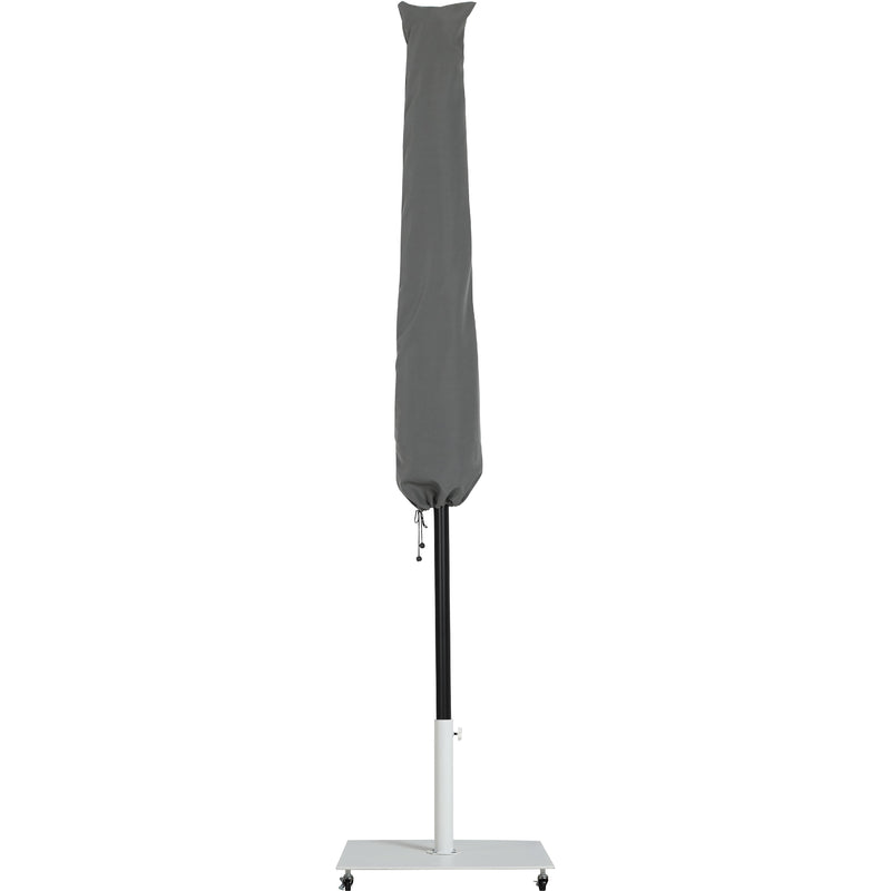 Meridian Fiji Grey Fabric / Matte White Aluminum Patio Umbrella with Base Sets IMAGE 14