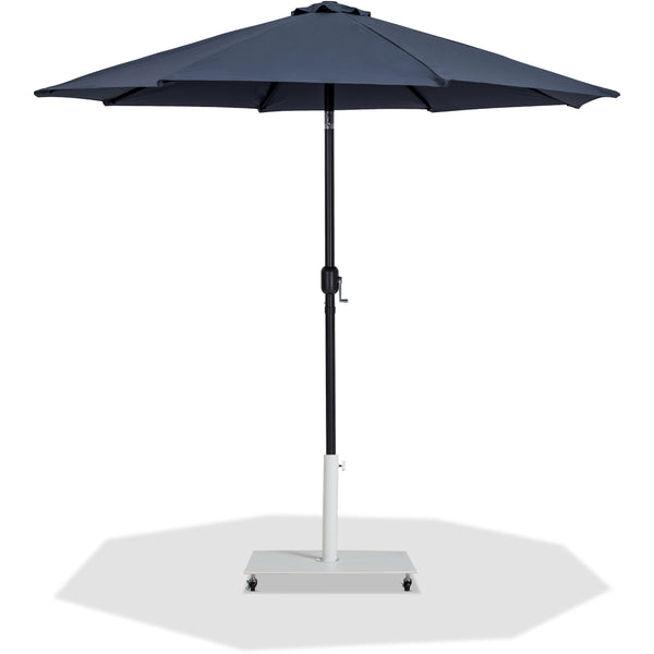 Meridian Fiji Grey Fabric / Matte White Aluminum Patio Umbrella with Base Sets IMAGE 1