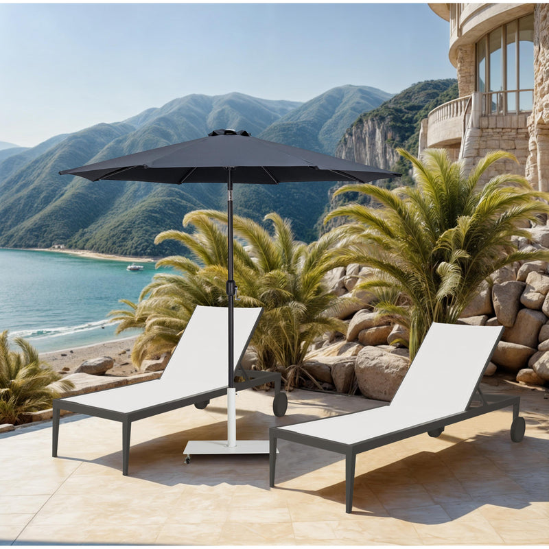 Meridian Fiji Grey Fabric / Matte White Aluminum Patio Umbrella with Base Sets IMAGE 2