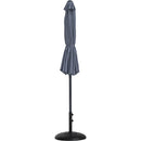 Meridian Fiji Grey Fabric / Matte Black Aluminum Patio Umbrella with Base Sets IMAGE 11