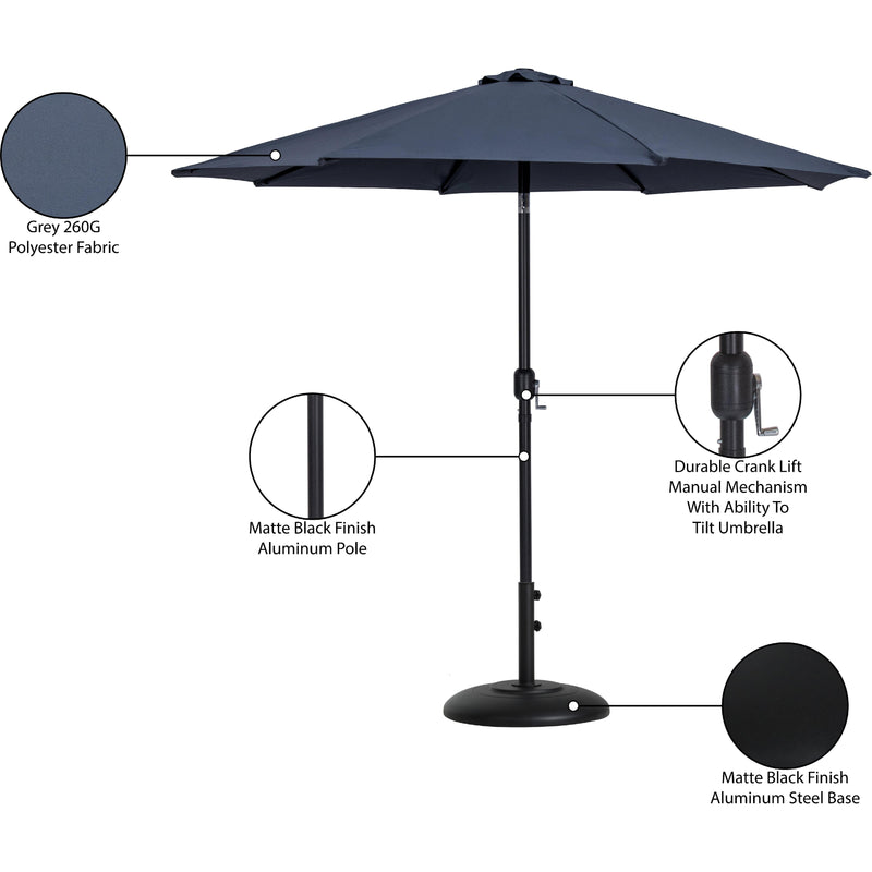 Meridian Fiji Grey Fabric / Matte Black Aluminum Patio Umbrella with Base Sets IMAGE 17