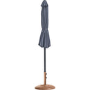 Meridian Fiji Grey Fabric / Teak Aluminum Patio Umbrella with Base Sets IMAGE 11