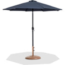 Meridian Fiji Grey Fabric / Teak Aluminum Patio Umbrella with Base Sets IMAGE 1