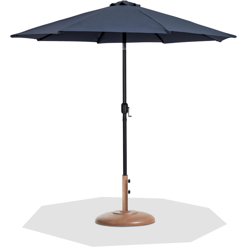 Meridian Fiji Grey Fabric / Teak Aluminum Patio Umbrella with Base Sets IMAGE 1