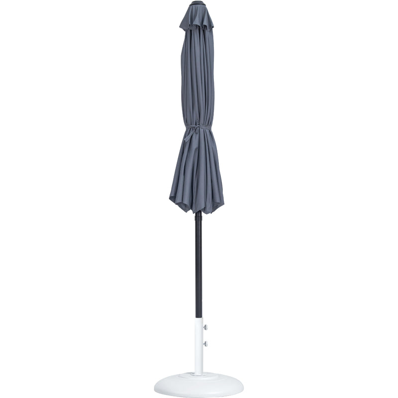 Meridian Fiji Grey Fabric / Matte White Aluminum Patio Umbrella with Base Sets IMAGE 11