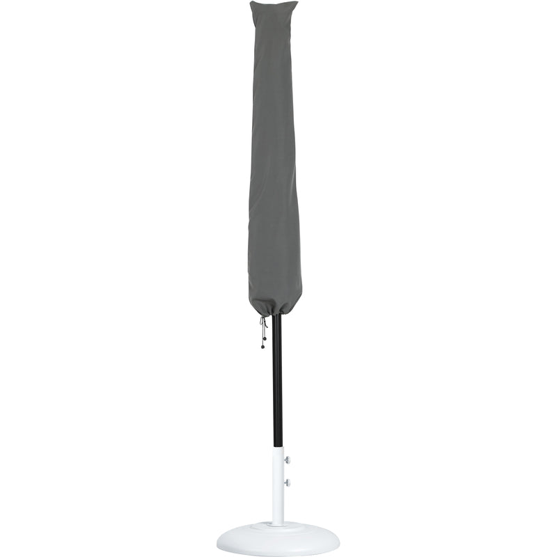 Meridian Fiji Grey Fabric / Matte White Aluminum Patio Umbrella with Base Sets IMAGE 12