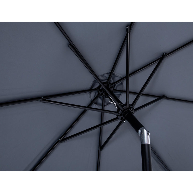 Meridian Fiji Grey Fabric / Matte White Aluminum Patio Umbrella with Base Sets IMAGE 14