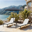 Meridian Fiji Grey Fabric / Matte White Aluminum Patio Umbrella with Base Sets IMAGE 2