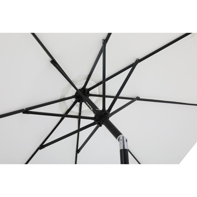 Meridian Fiji White Fabric / Matte Black Aluminum Patio Umbrella with Base Sets IMAGE 16