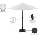 Meridian Fiji White Fabric / Matte Black Aluminum Patio Umbrella with Base Sets IMAGE 19