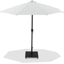 Meridian Fiji White Fabric / Matte Black Aluminum Patio Umbrella with Base Sets IMAGE 1