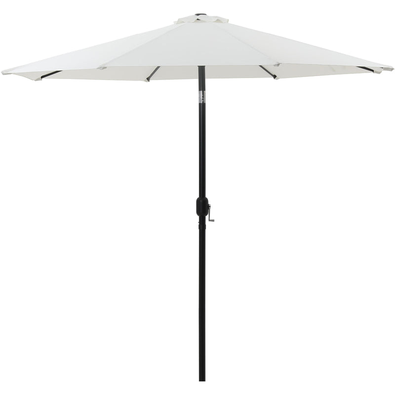 Meridian Fiji White Fabric / Matte Black Aluminum Patio Umbrella with Base Sets IMAGE 3