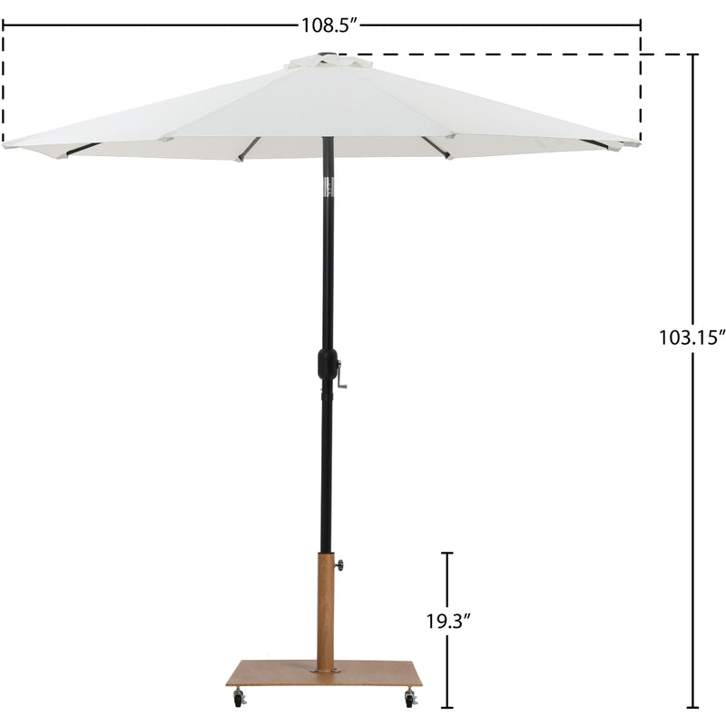 Meridian Fiji White Fabric / Teak Aluminum Patio Umbrella with Base Sets IMAGE 18