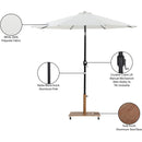 Meridian Fiji White Fabric / Teak Aluminum Patio Umbrella with Base Sets IMAGE 19