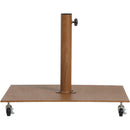 Meridian Fiji White Fabric / Teak Aluminum Patio Umbrella with Base Sets IMAGE 8