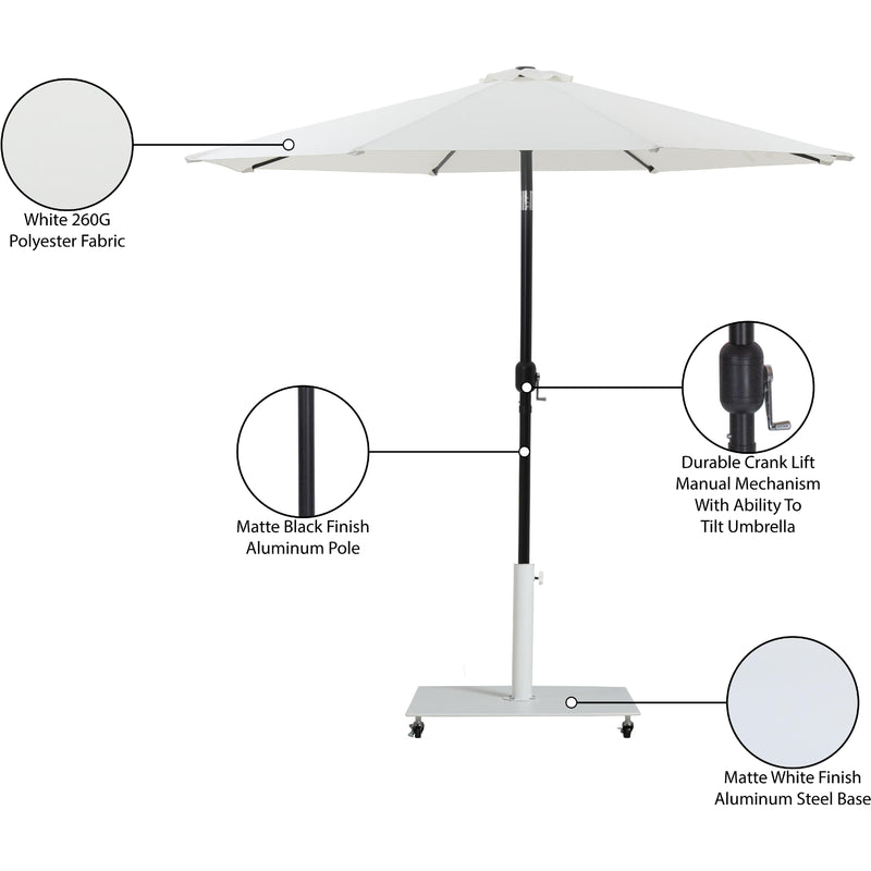 Meridian Fiji White Fabric / Matte White Aluminum Patio Umbrella with Base Sets IMAGE 19