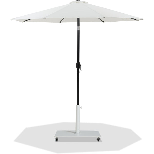 Meridian Fiji White Fabric / Matte White Aluminum Patio Umbrella with Base Sets IMAGE 1
